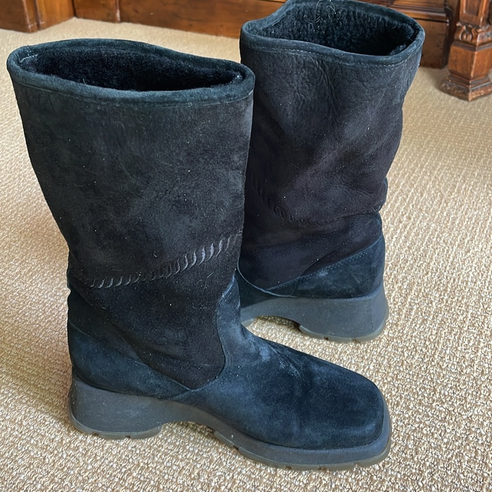 BOGNER BLACK suede/ shearling WINTER boots size 8 1/2